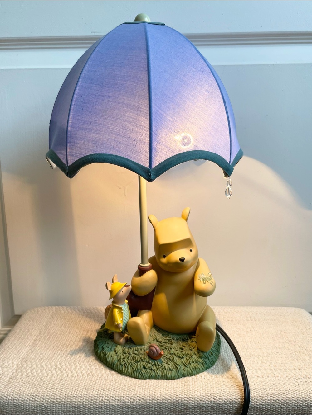 Rare 90s Disney Winnie The Pooh & Piglet Under Umbrella Collectible Lamp WORKS